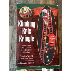 Klimbing Kris Kringle Santa Climbs 4ft Ladder 12 Christmas Melodies Lights Works